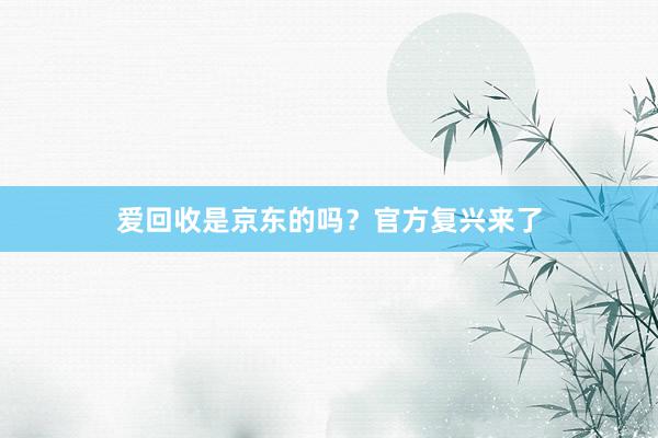 爱回收是京东的吗？官方复兴来了